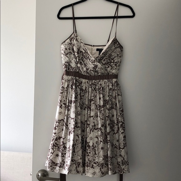 Arden B Brown Silk Floral Print Cocktail Dress - Picture 1 of 7
